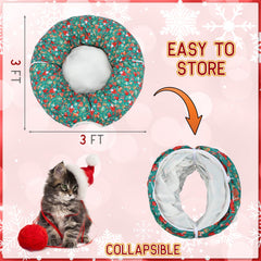 Yeyeplum cat tunnel with hanging plush ball for interactive play.