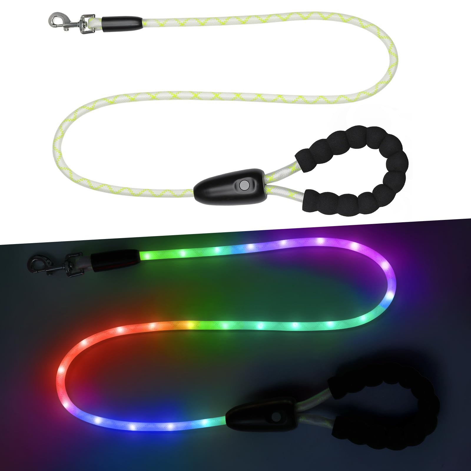YFbrite dog leash supports night walks and camping with vivid color options.