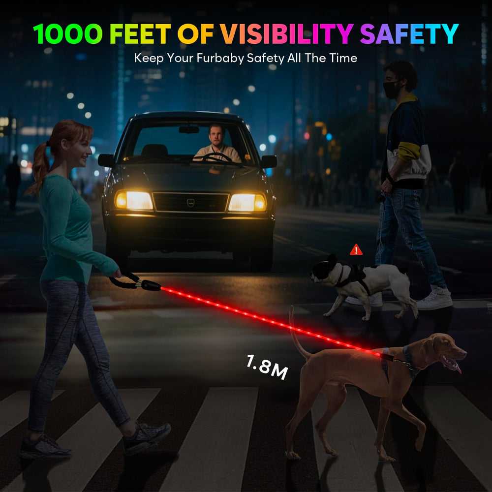 YFbrite dog leash is USB-C rechargeable for quick power on adventures.
