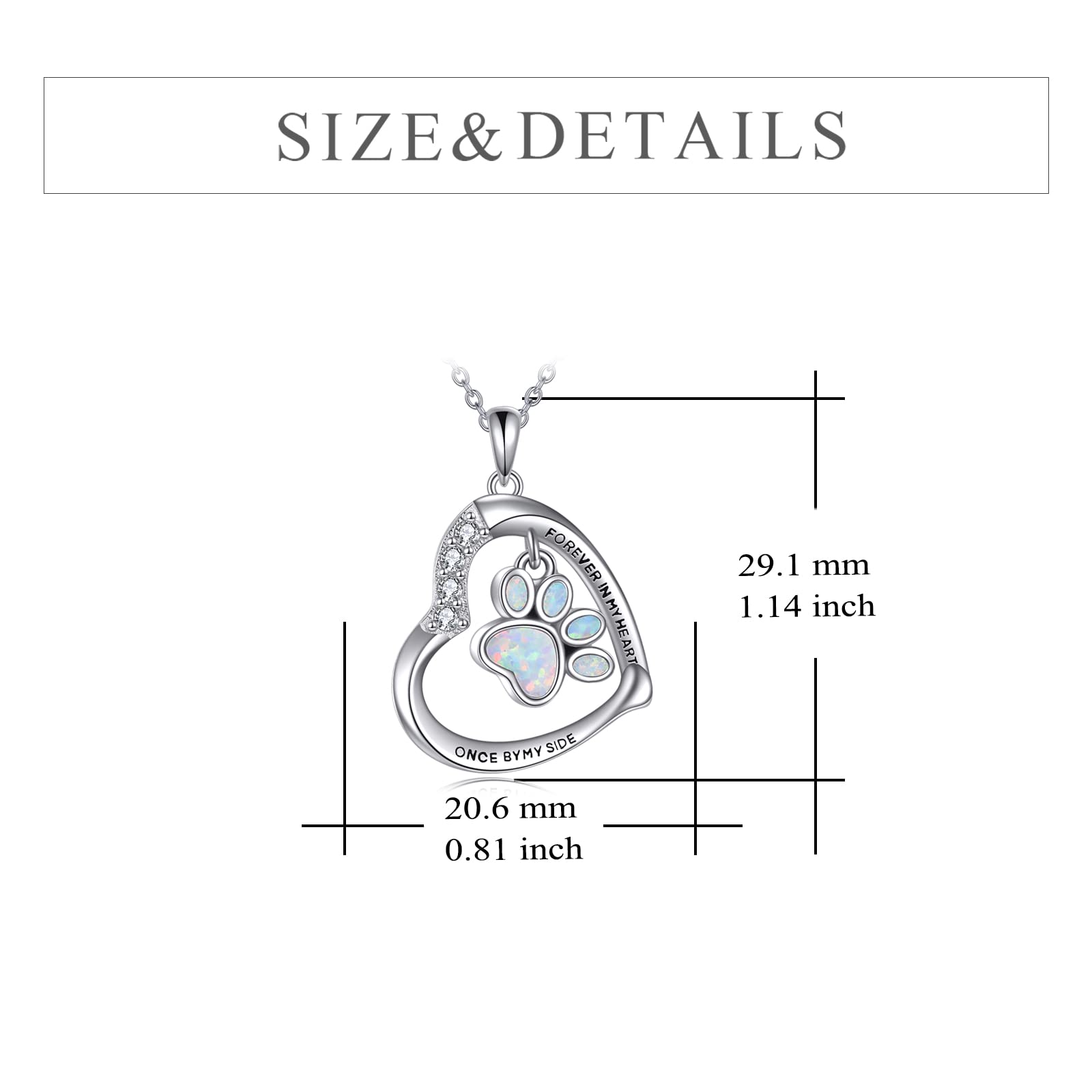YFN paw urn necklace chain length shown for comfortable daily wear.