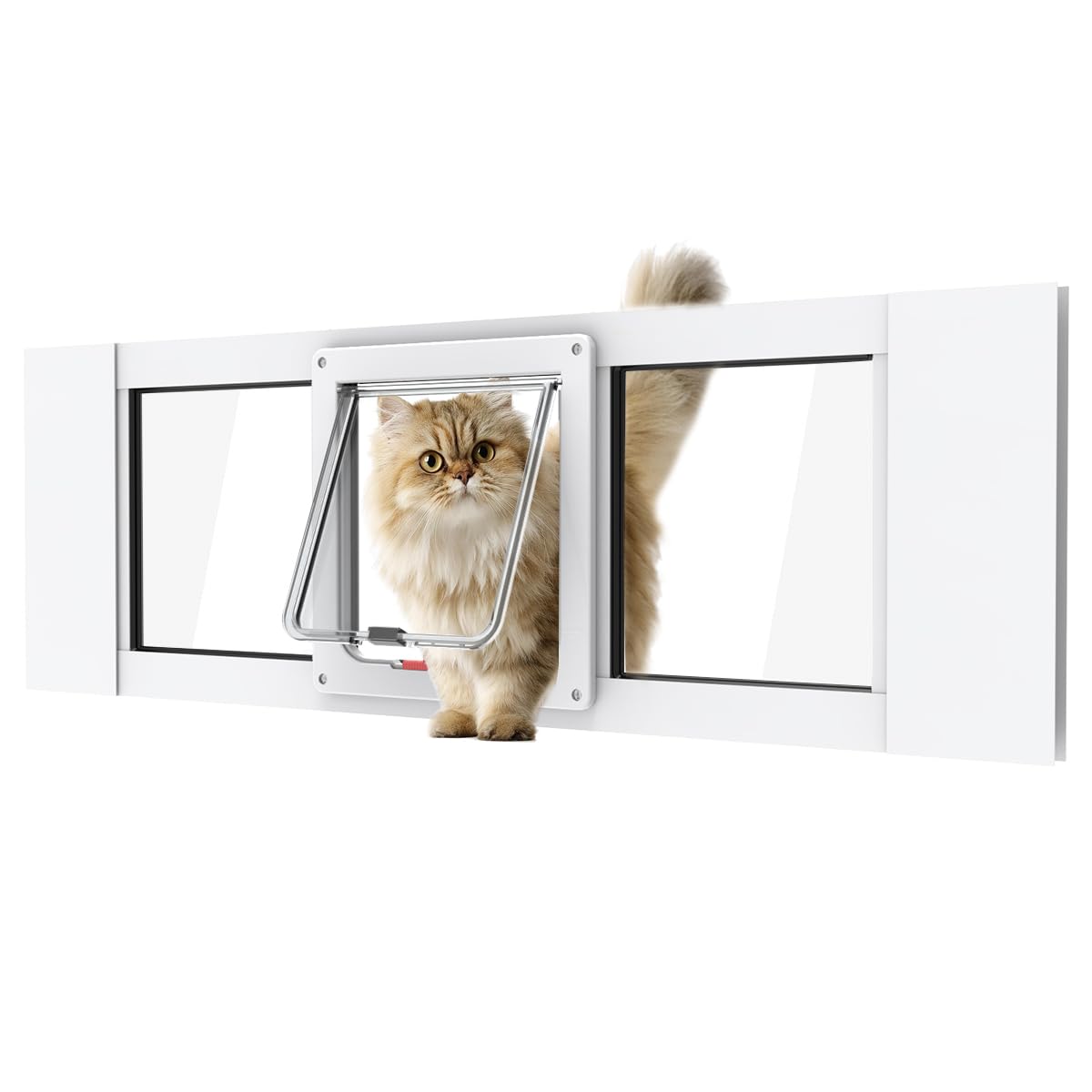 YGNNJY aluminum cat door window panel demonstrates tool-free installation for renters