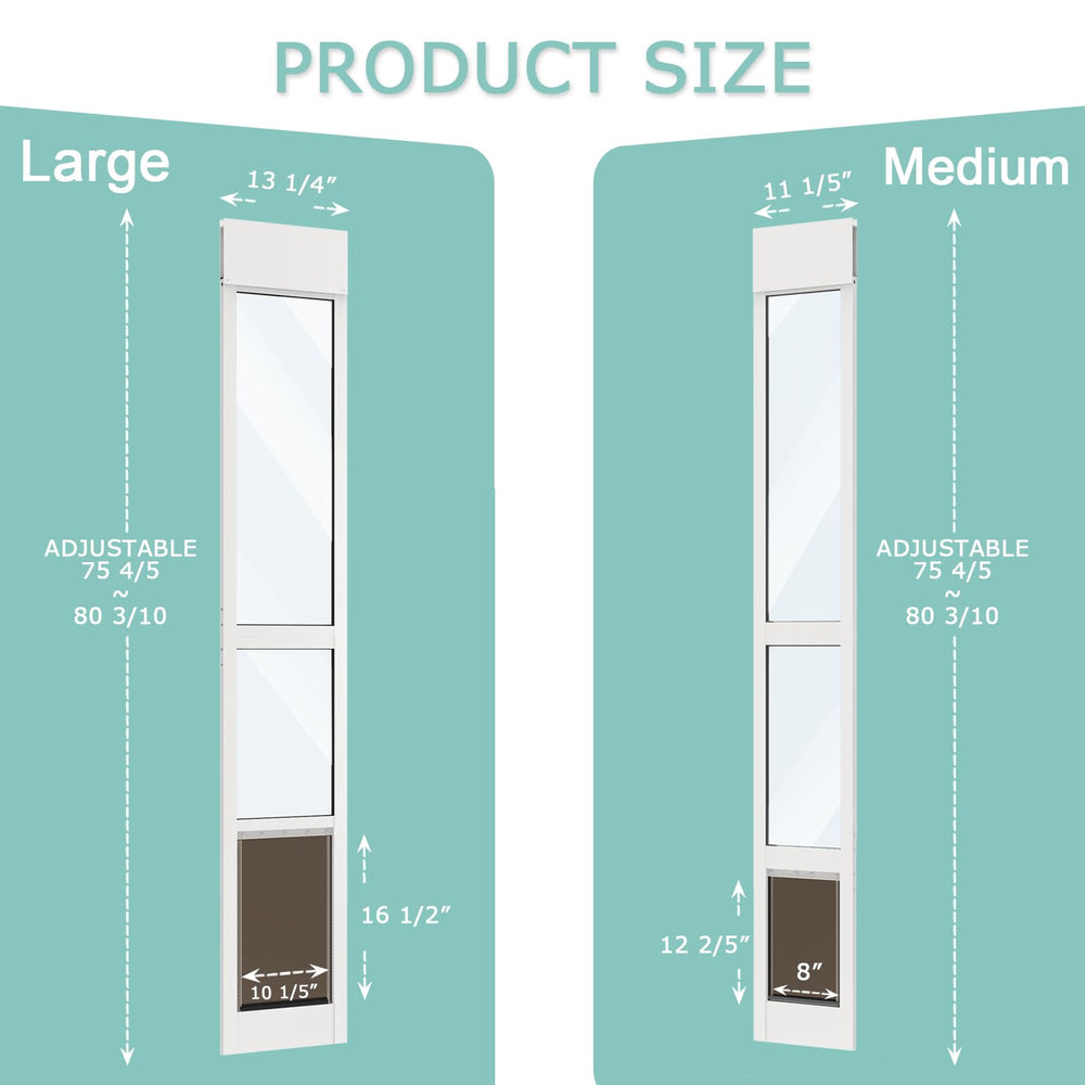 YGNNJY dog door adjustable-height-range shows flexible fit for different door tracks.