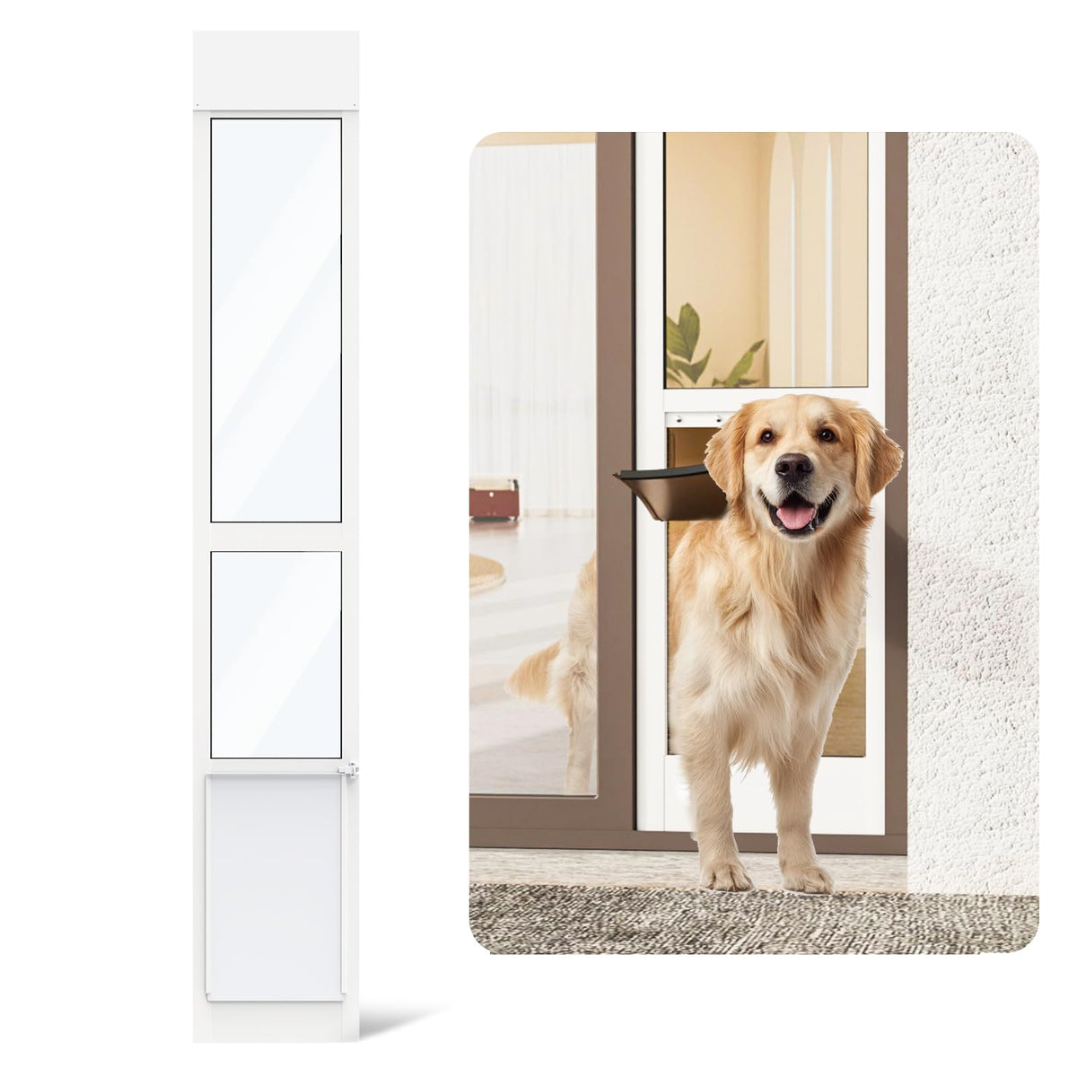 YGNNJY dog door sliding-glass-insert enables easy pet access through large sliding doors.