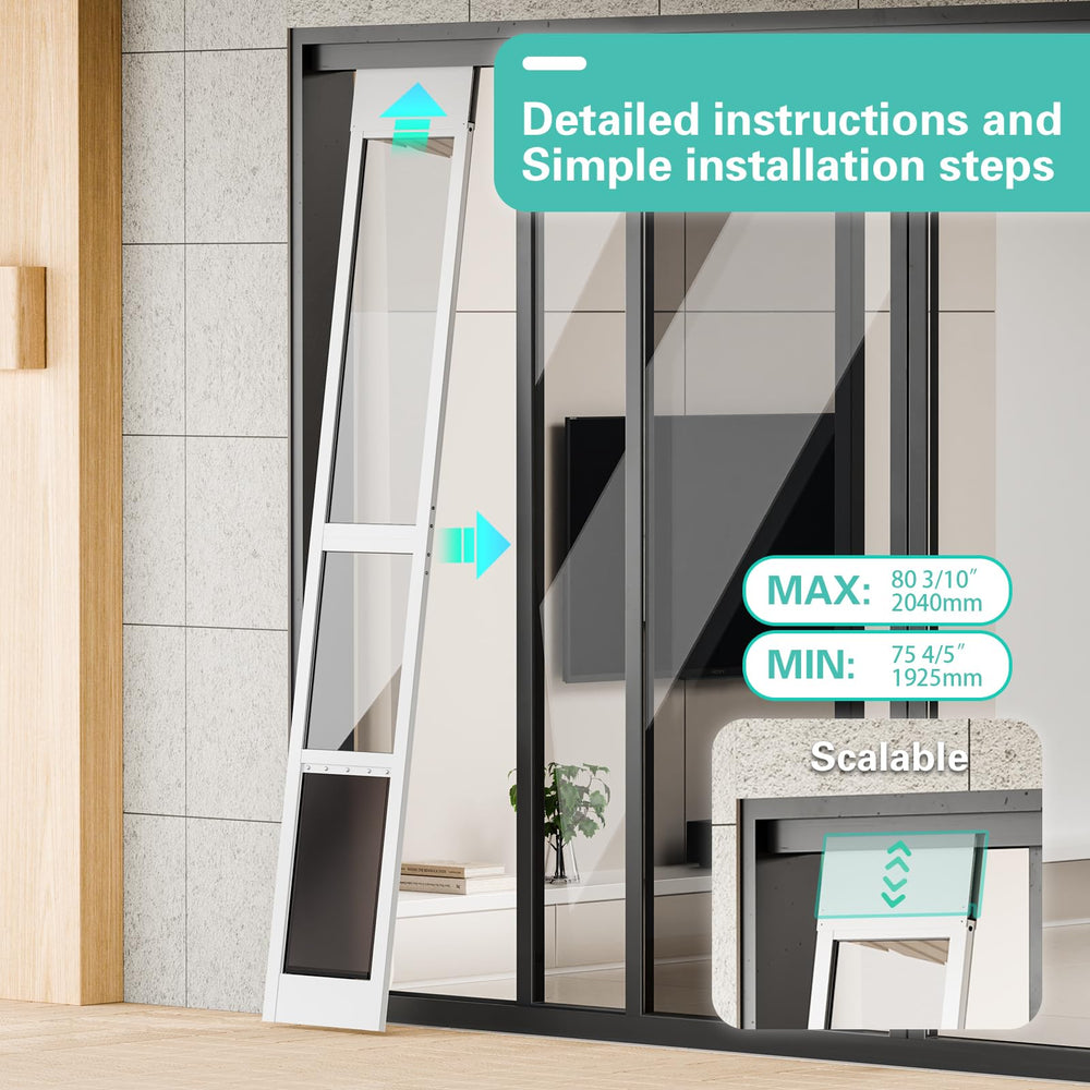 YGNNJY doggy door durable aluminum frame mounted on sliding glass door
