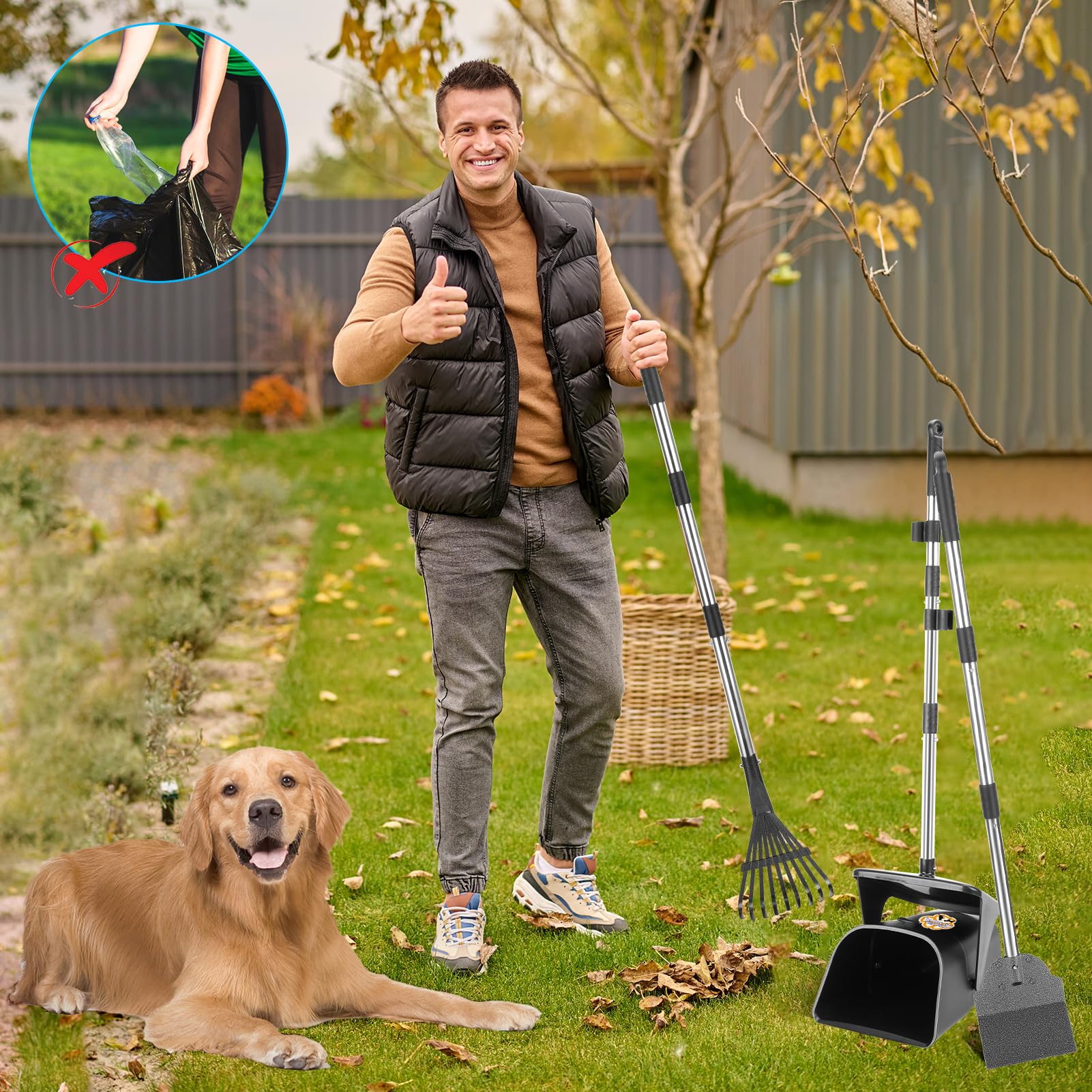 YGNNXRN pooper scooper smooth aluminum construction is easy to rinse.