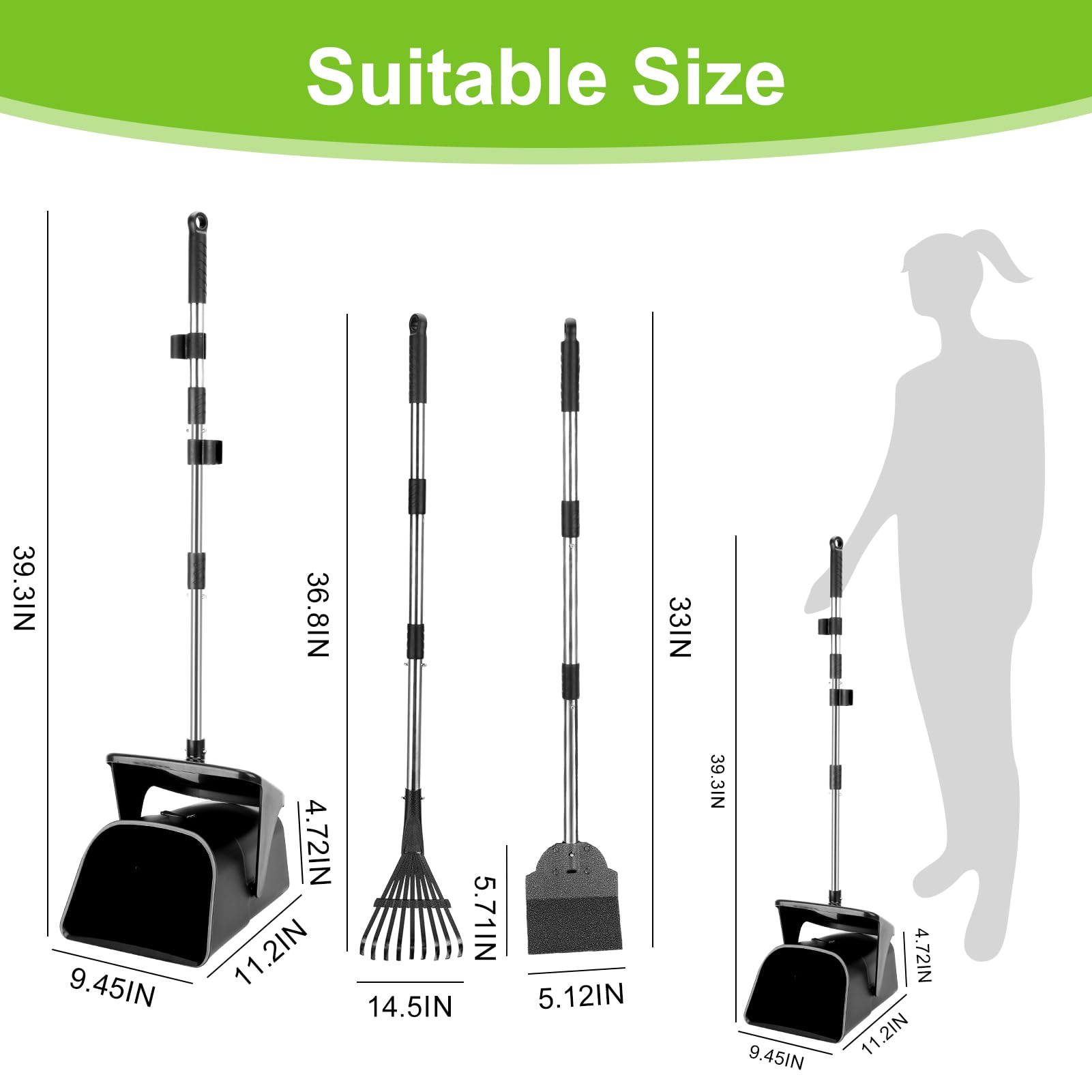 YGNNXRN pooper scooper rake demonstrates efficient grass and dirt waste pickup.