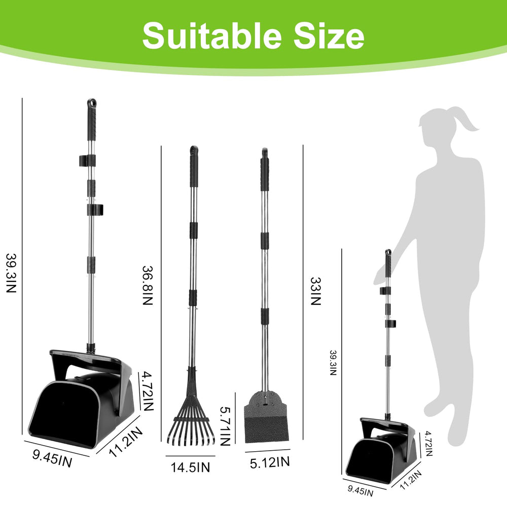 YGNNXRN pooper scooper rake demonstrates efficient grass and dirt waste pickup.