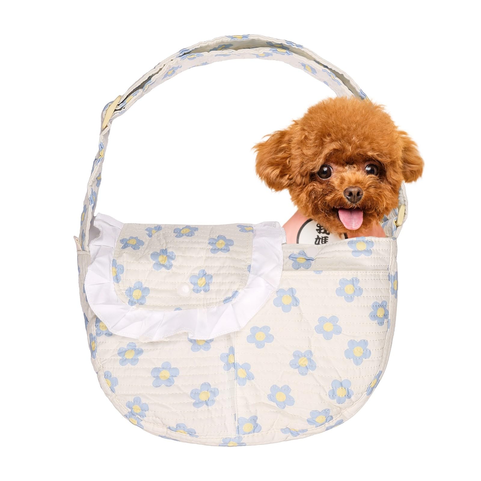 YHSHYZH Floral Dog Carrier blue daisy close-up strap, adjustable fit for different bodies