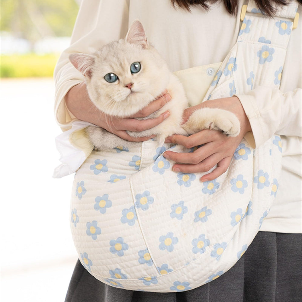 YHSHYZH Floral Dog Carrier blue daisy pocket open, front-pocket storage for essentials