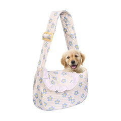 YHSHYZH floral print pet carrier in blue floral fabric for small-dog transport