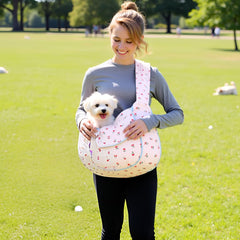 YHSHYZH floral pet carrier sling white shows easy-access opening for quick pet placement