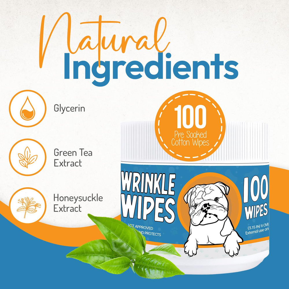 Yibesi Bulldog Wrinkle Wipes in-use folds demonstrates safe cleaning of facial wrinkles