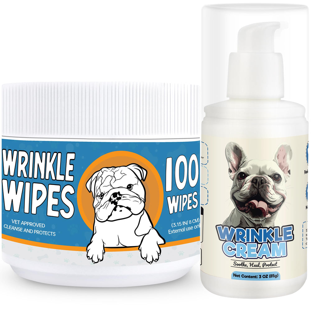 Yibesi Bulldog Wrinkle Wipes packaging highlights a gentle, all-in-one wash for folds.