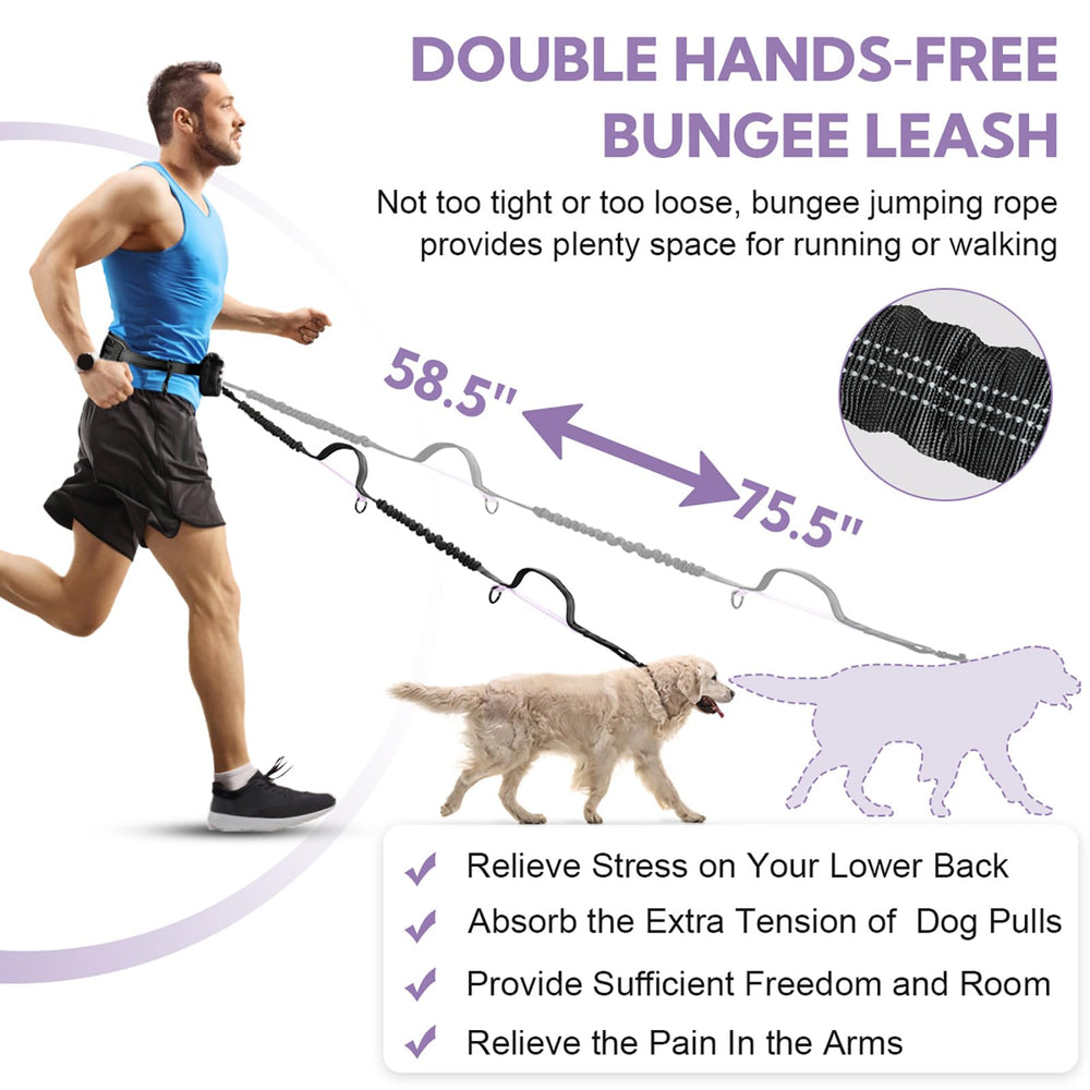 Yicostar dog leash bungee extension with 69-inch stretch for relaxed, close control.