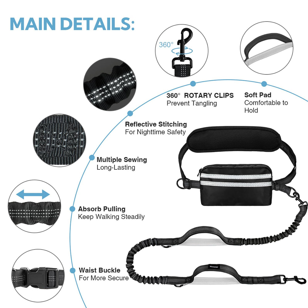 Yicostar leash features double-handle design for better control in crowds.