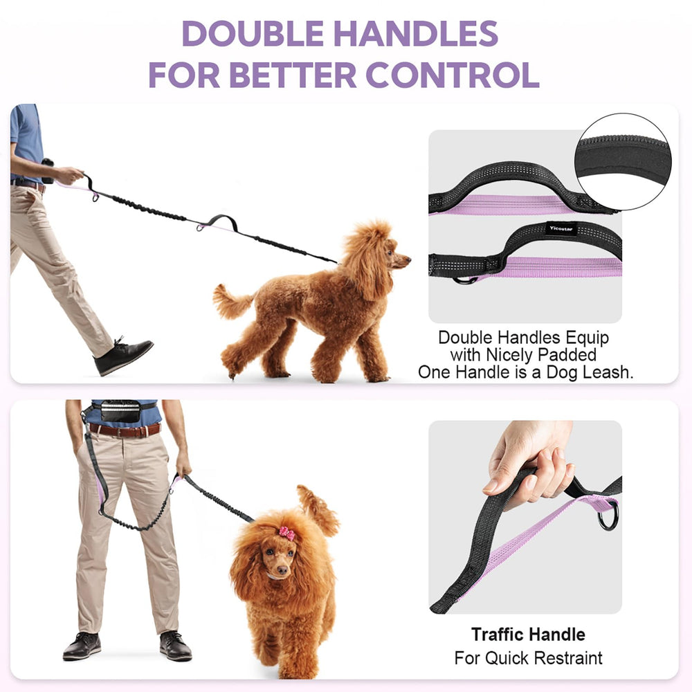Yicostar dog leash includes a compact treat pouch for quick rewards on outdoor runs.