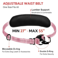 Yicostar hands free dog leash shows 55-inch bungee and extended stretch for freedom.