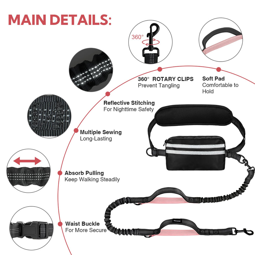 Yicostar hands-free leash with treat pouch for essentials on the go
