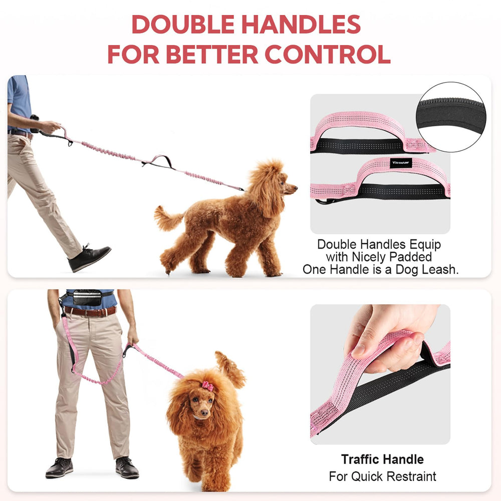 Yicostar hands free dog leash includes treat pouch for quick access essentials.