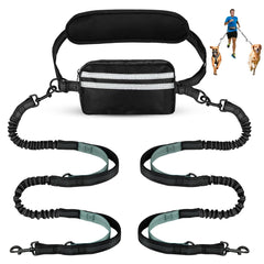 Yicostar hands free dog leash with pouch enables hands-free walking with essentials easily accessible.