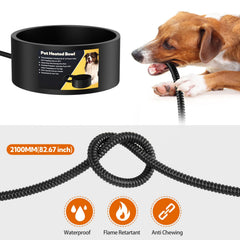 Yicostar heated water bowl with chew-resistant cord protects pets and prevents damage.