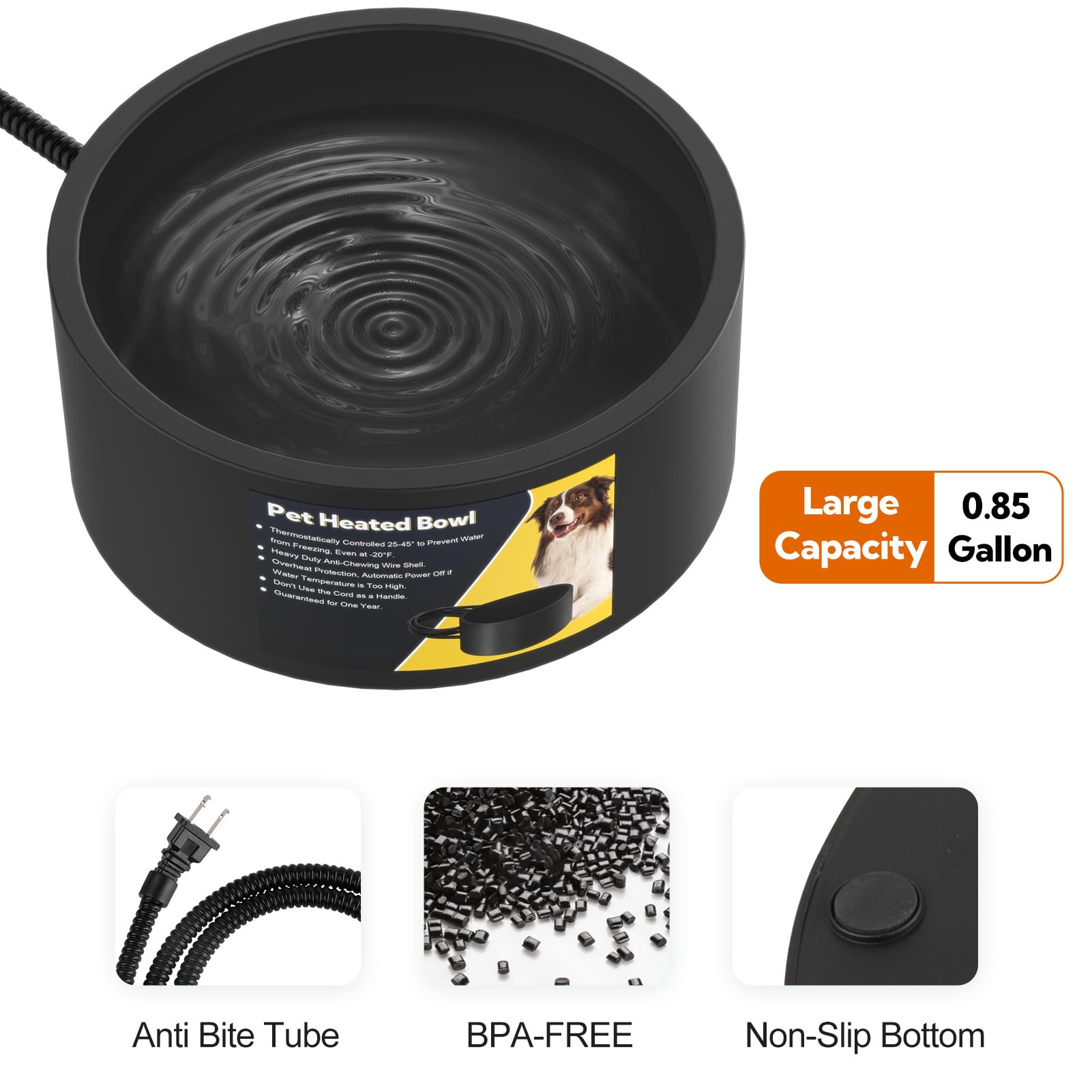 Yicostar heated water bowl outdoor winter setup demonstrates large capacity.