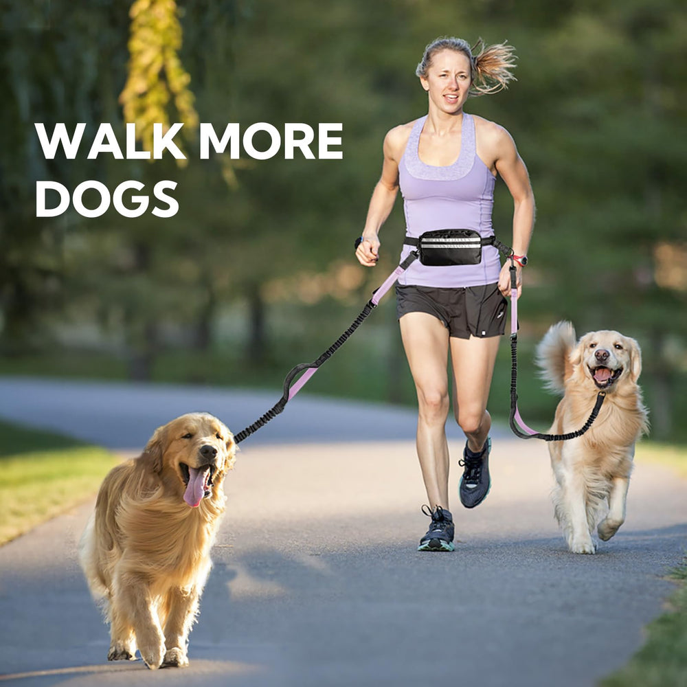 Yicostar two-dog leash setup helps manage pull during park runs.