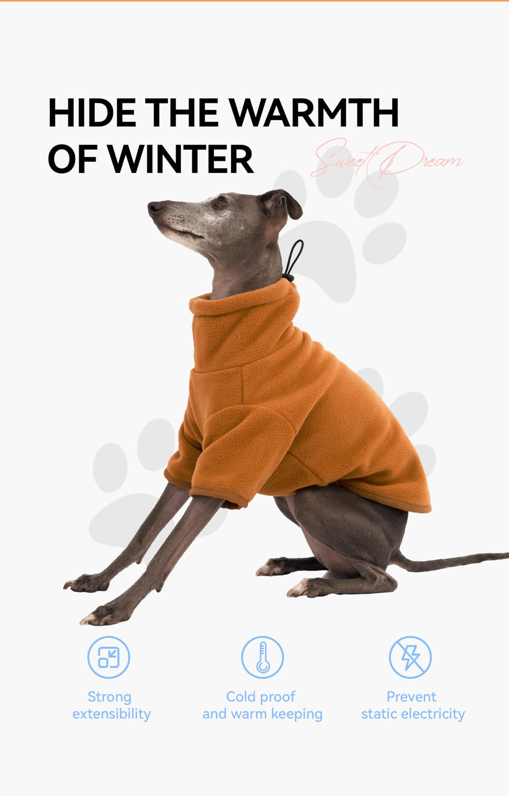 Yigi size options S M L displayed on dog model for versatile fit