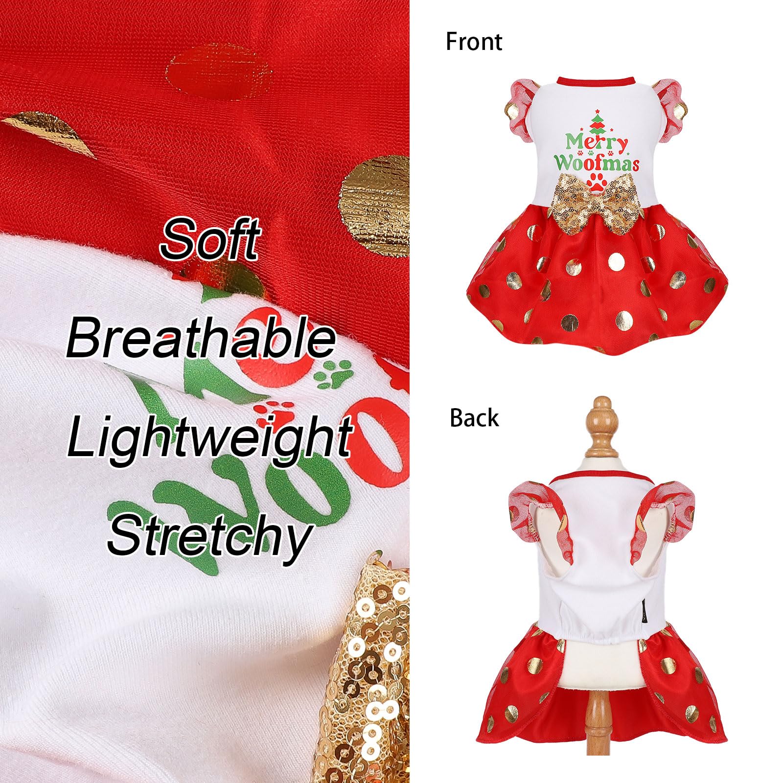 Yikeyo dog Christmas dress worn during strolls—easy on/off for busy owners.