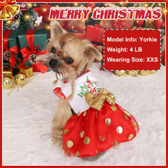 Yikeyo dog Christmas outfit girl red back view—shows full design for adorable holiday photos