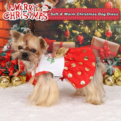 Yikeyo dog Christmas outfit two-layer skirt—glamorous holiday look for photos