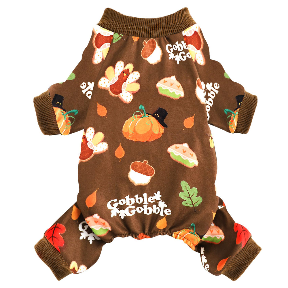 Yikeyo dog Thanksgiving pajamas with turkey pattern for cozy holiday photos