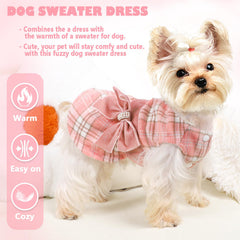 Yikeyo sequins bow-knot winter dress for small dogs, festive holiday look