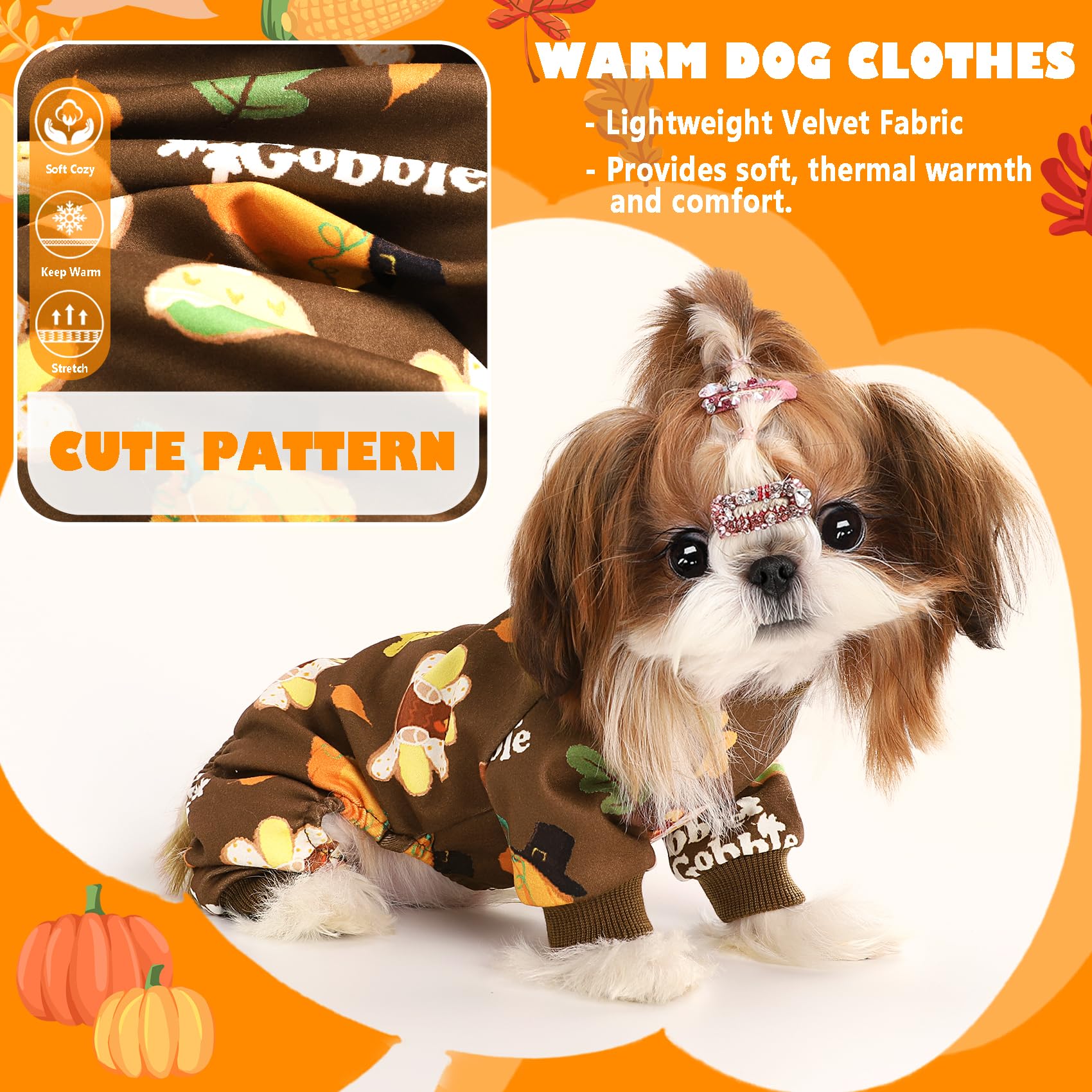 Yikeyo orange-brown holiday dog clothes for autumn warmth