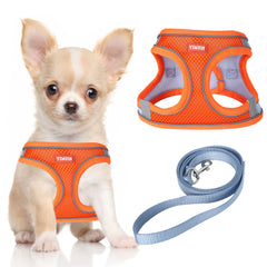YIMEIS dog harness breathable mesh orangeblue for cool, comfortable walks.