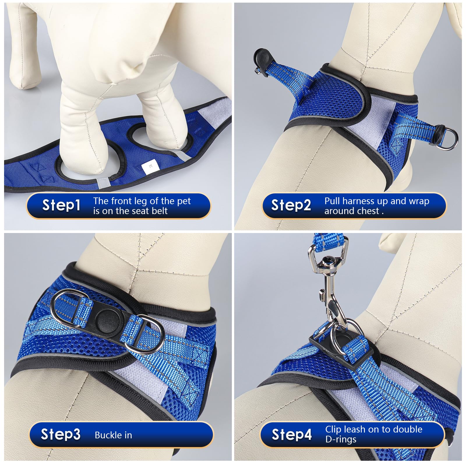 YIMEIS leash features 5-foot length and reflective coating for safe after-dark outings.