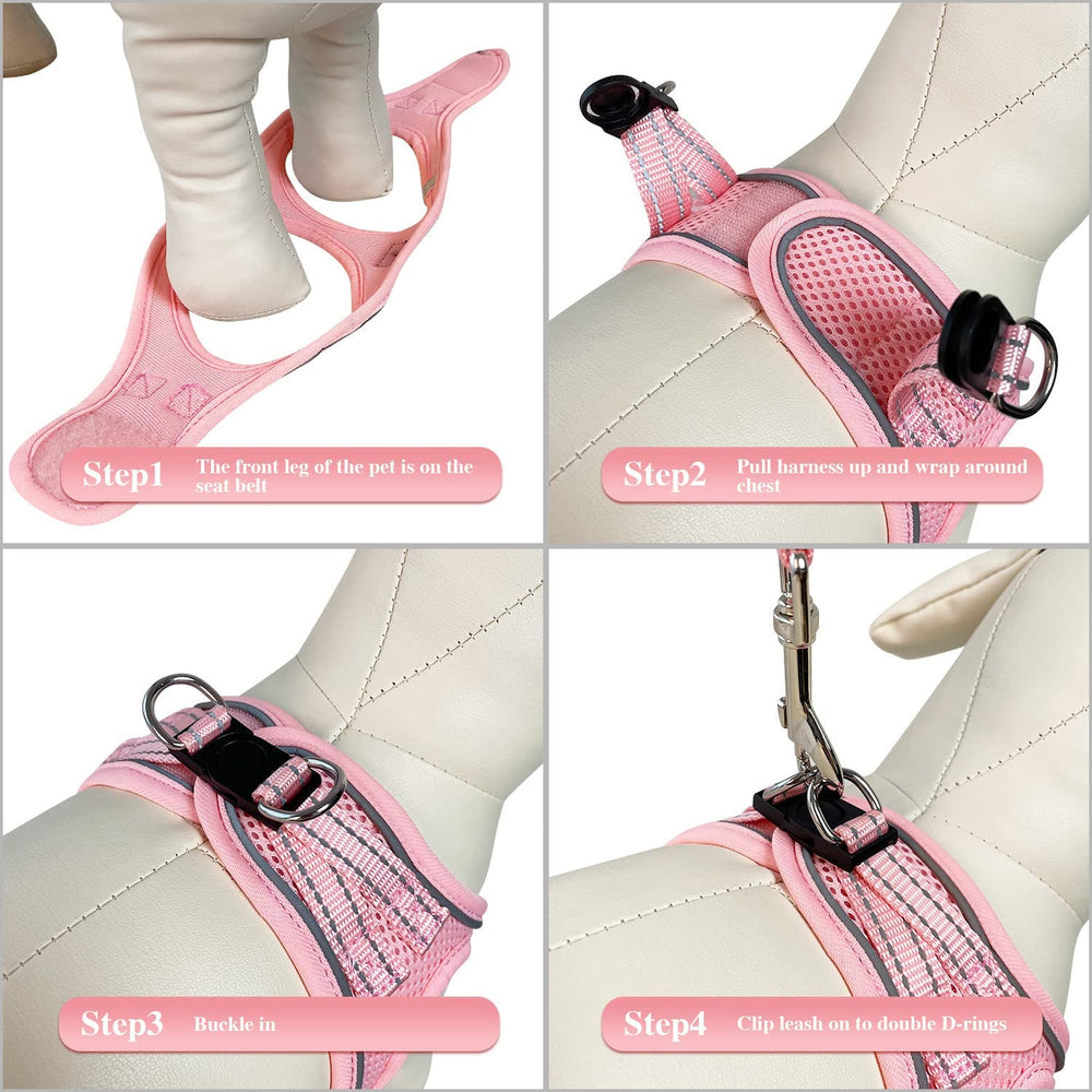 YIMEIS pink Update 5ft leash extended, reflective for nighttime visibility.
