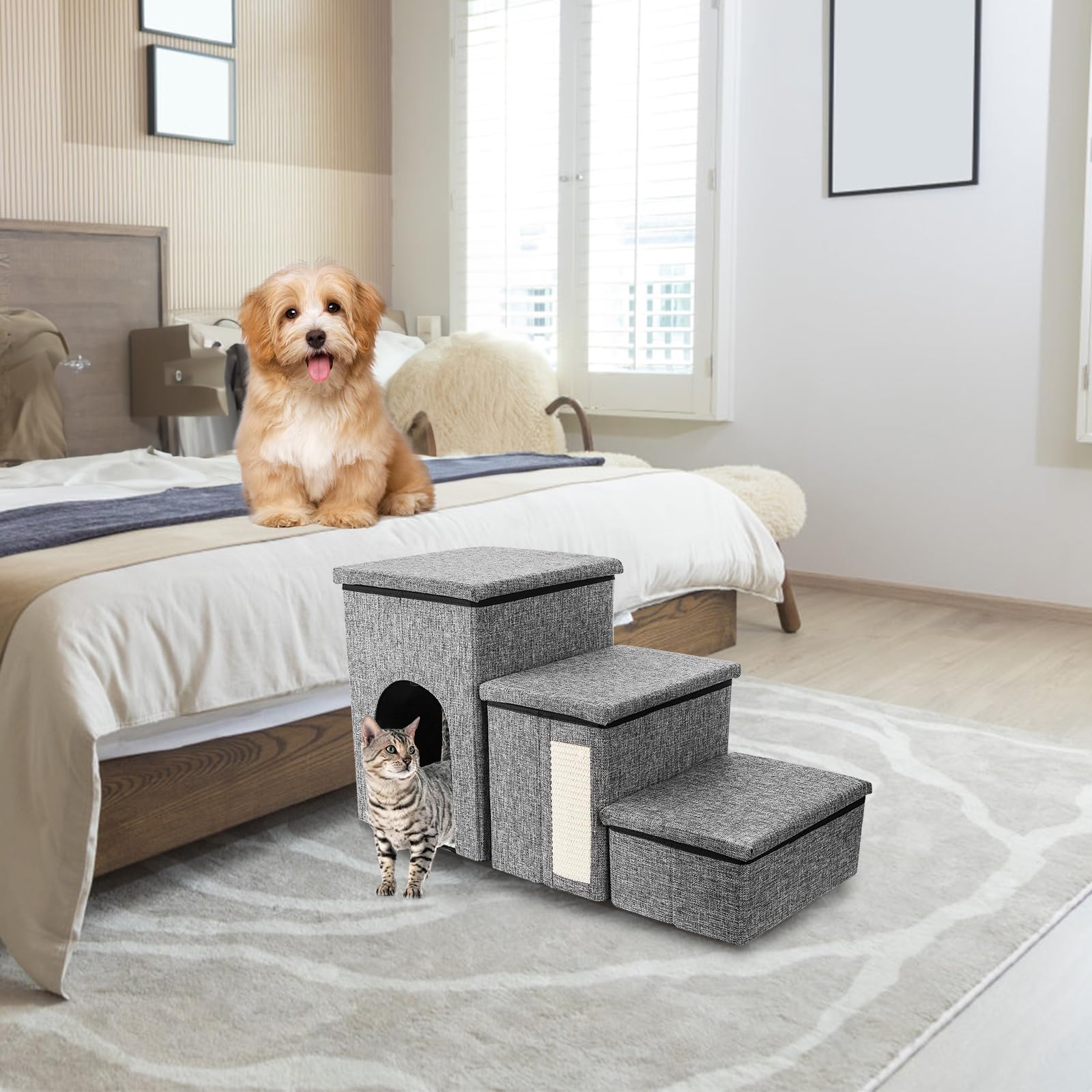 YIMITEE dog stairs gray-minimalist design blends with home decor