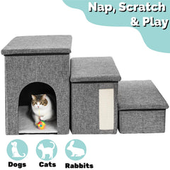 YIMITEE dog stairs hideout-soft cushion creates cozy condo retreat during play