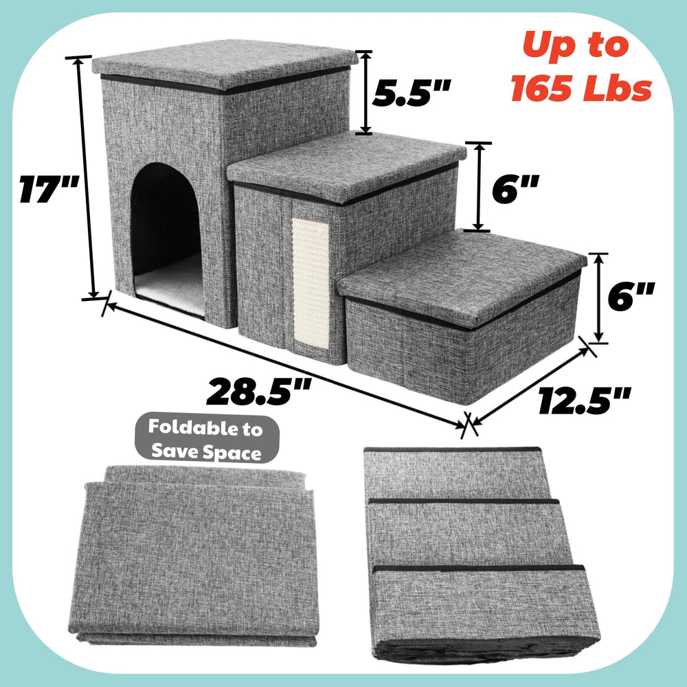 YIMITEE dog stairs top-step-padding provides soft cushion for easy climbs and naps