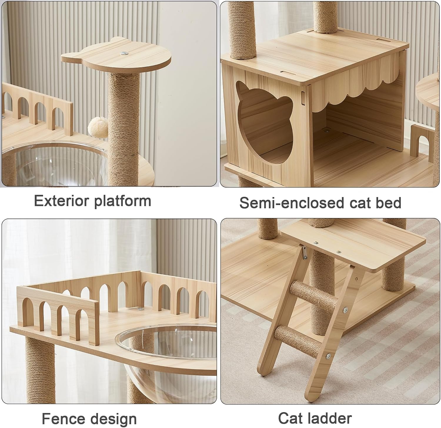 Yinanroa 54-inch cat tower sisal posts close-up ideal for nail sharpening