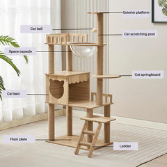 Yinanroa 54-inch cat tower top perch provides elevated vantage for curious cats