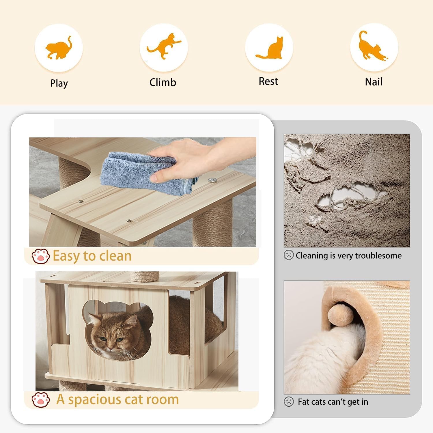 Yinanroa cat tree assembly instruction demonstrates simple setup by one person
