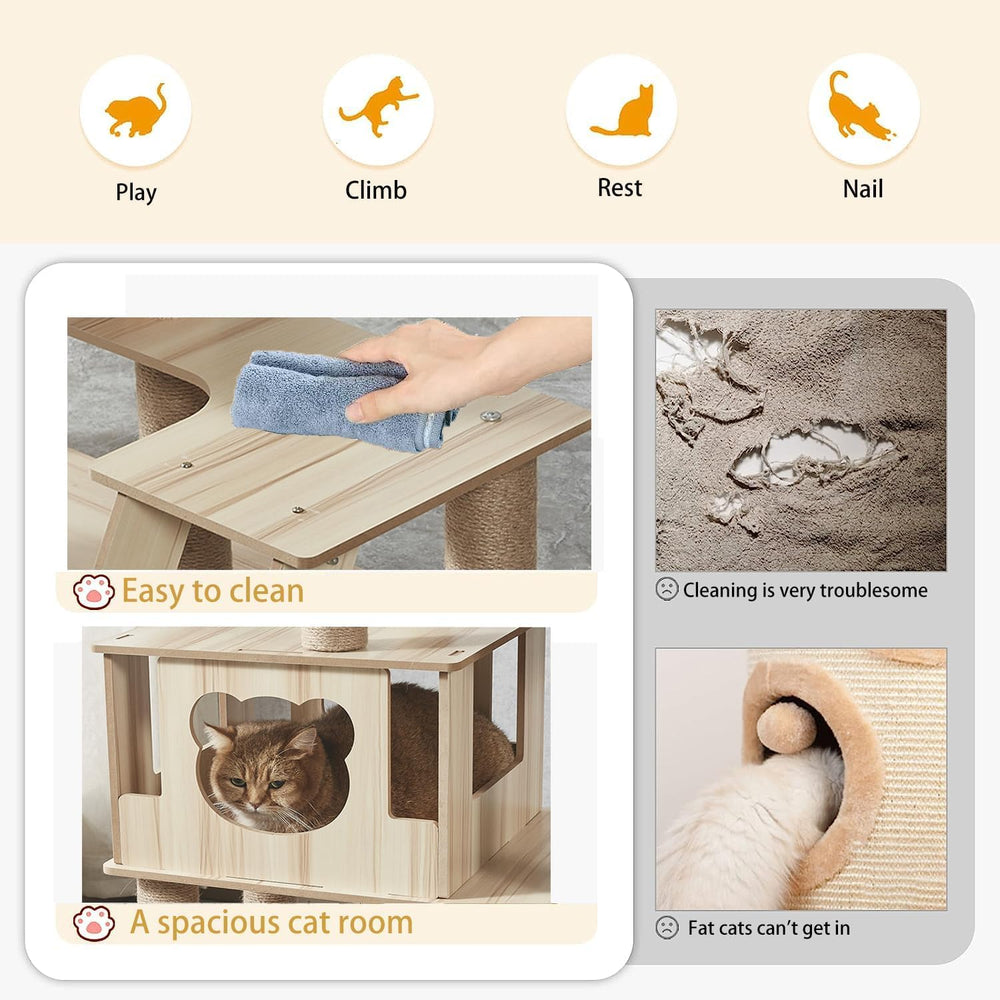 Yinanroa cat tree assembly instruction demonstrates simple setup by one person