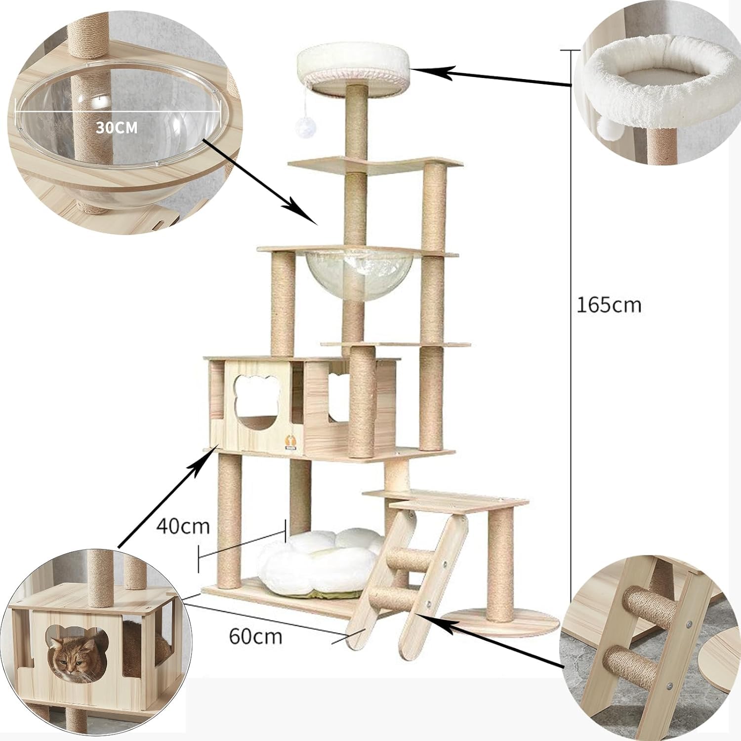 Yinanroa cat tree condo nest highlights cozy resting space for cats