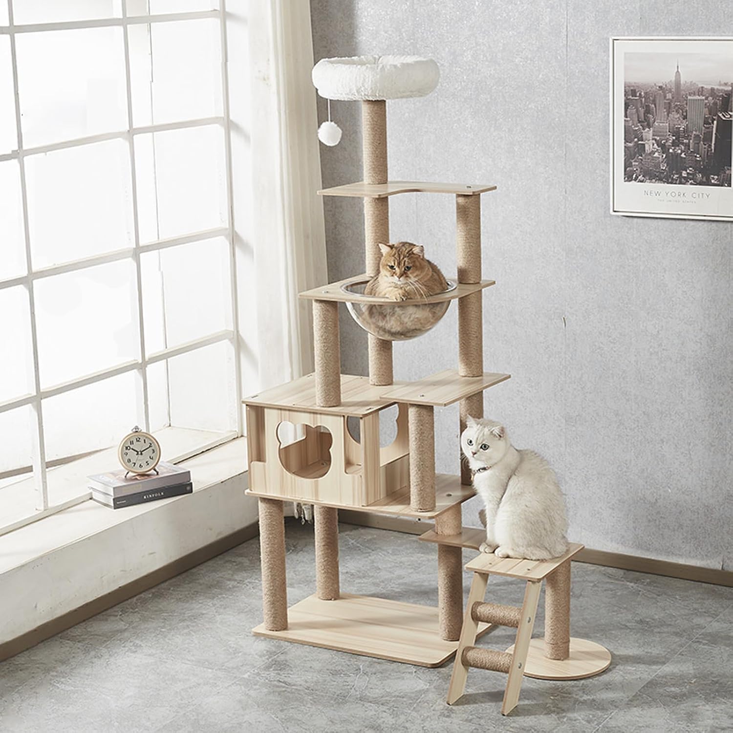 Yinanroa cat tree platform bed provides a comfortable nap area on top levels