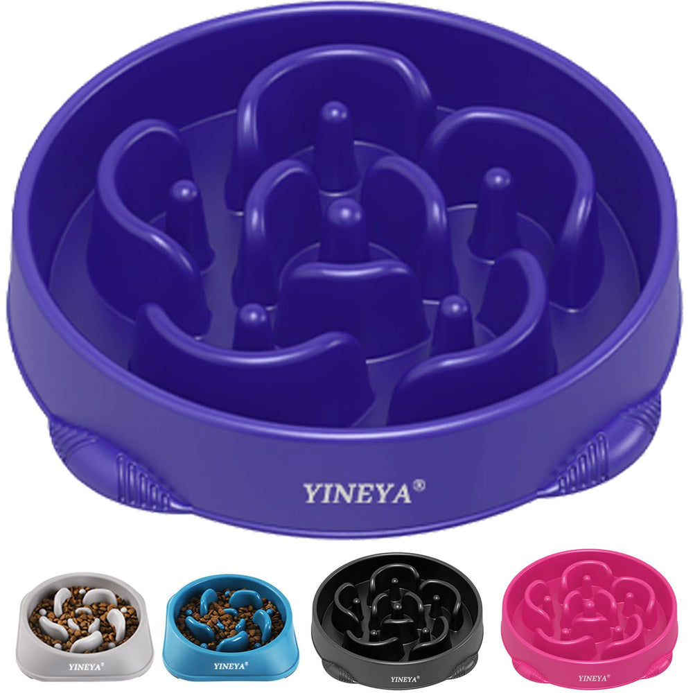 YINEYA 4-cups slow-feeder dog bowl for large breeds, promoting mindful eating and slower meals.