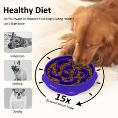 YINEYA anti-choking puzzle bowl keeps kibble moving, reducing gulping during meals.