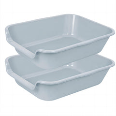 Ying Tutu extra-large cat litter box side view gray promotes comfortable use for big cats.
