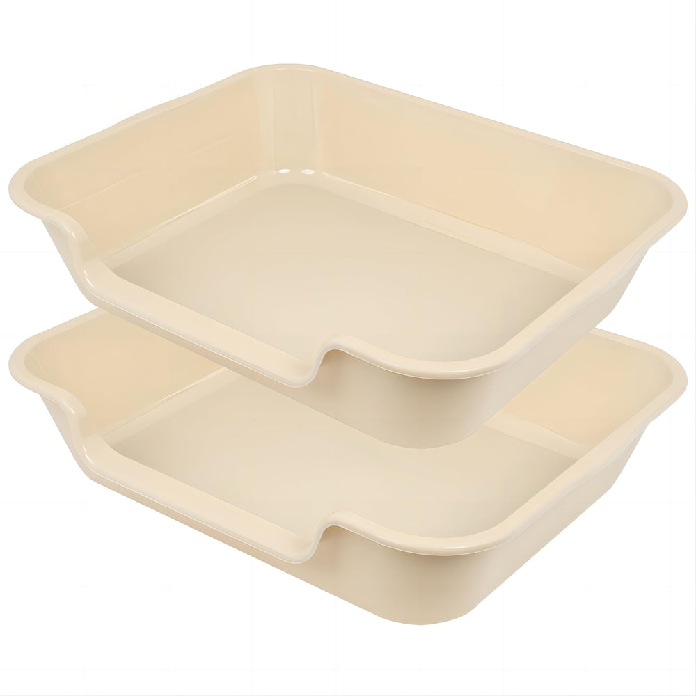 Ying Tutu extra-large litter box in beach sand, front view showing spacious space for big cats.